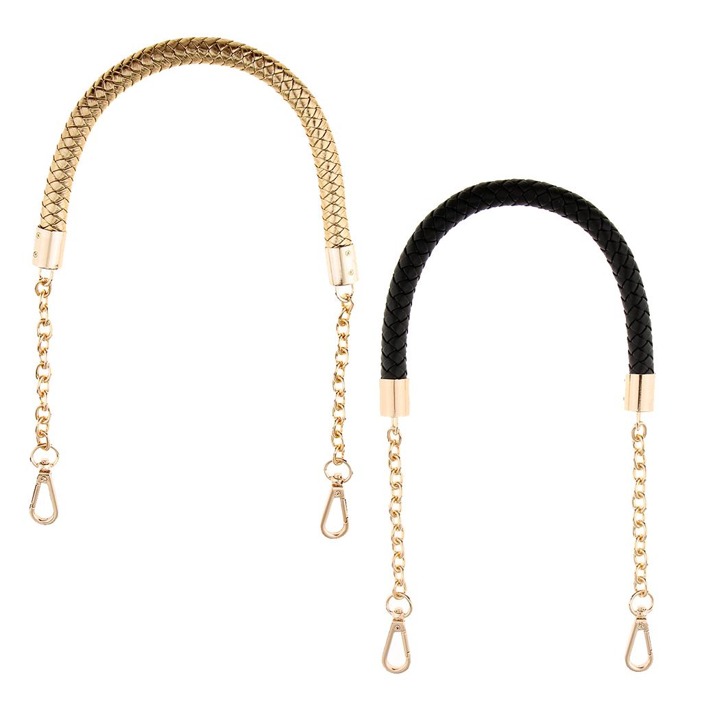 2PCS Women's PU Leather Braided Bag Strap Handle DIY Bag Chain Replacement