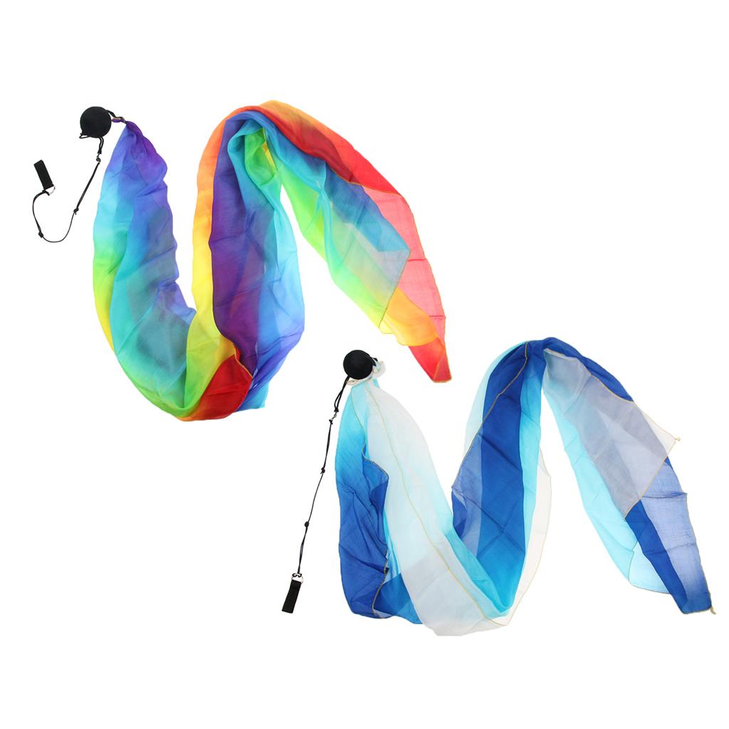 2Pcs Belly Dance Flowy Silk Veil Poi Throw Balls Dancing Costume Accessories