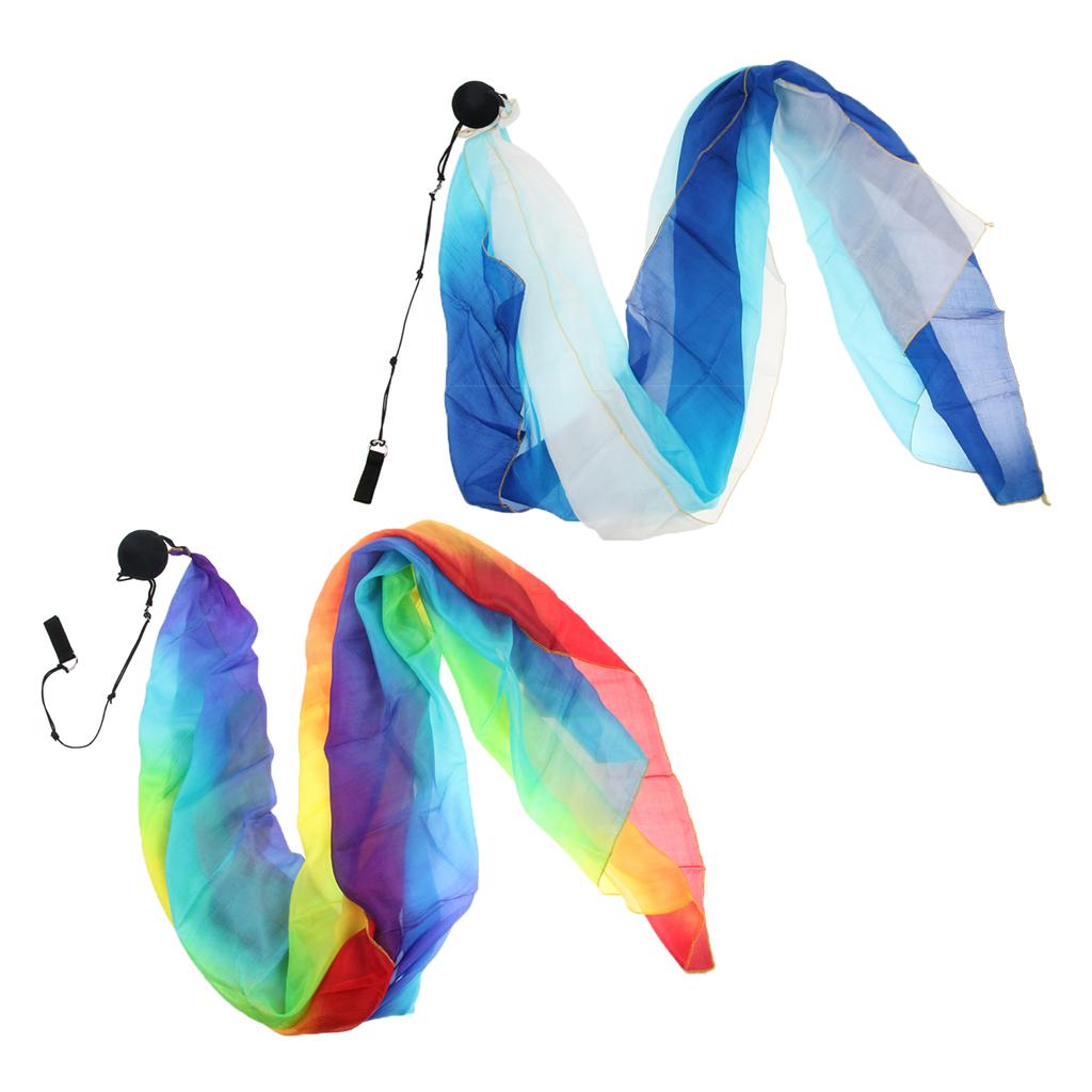 2Pcs Belly Dance Flowy Silk Veil Poi Throw Balls Dancing Costume Accessories