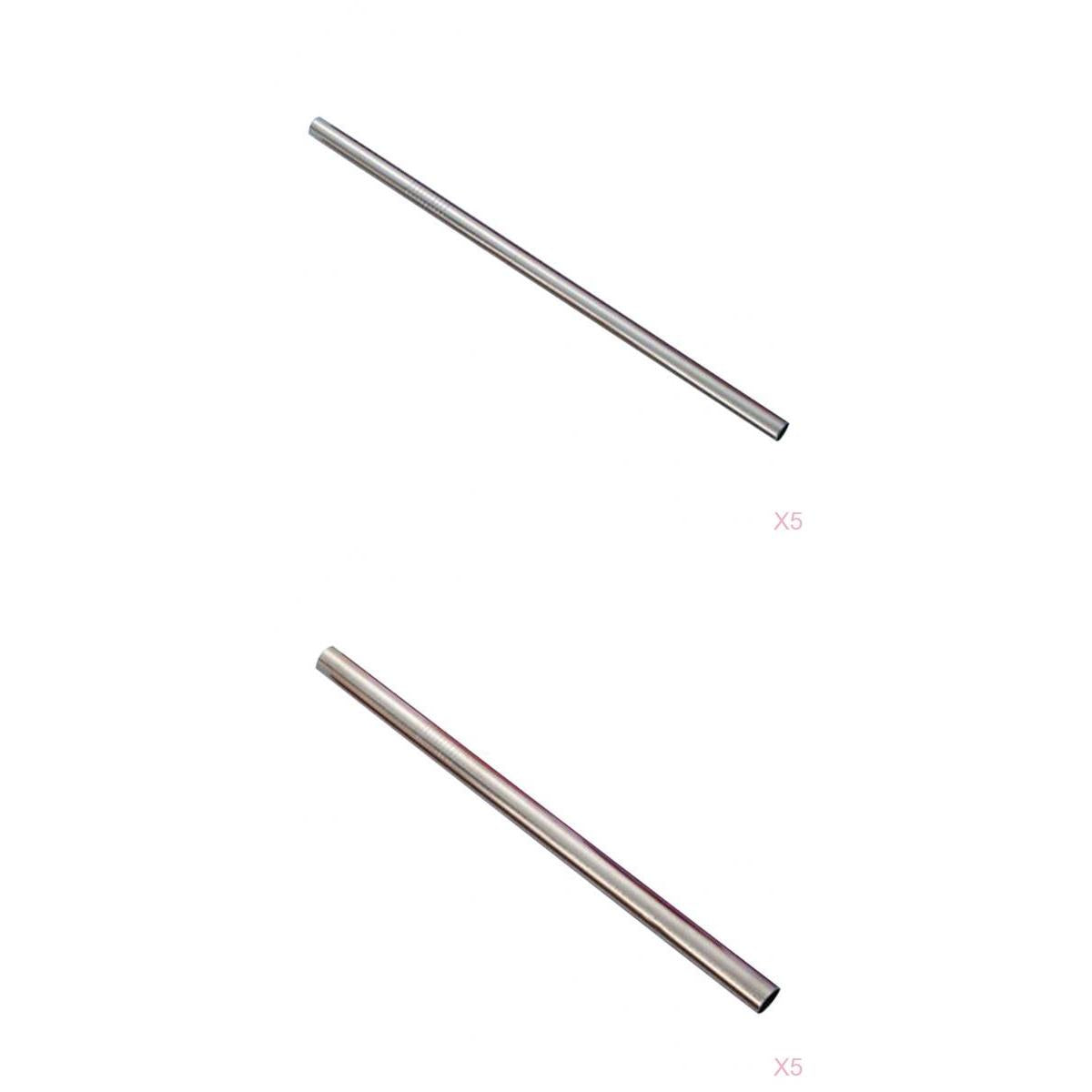 10pcs Stainless Steel Drinking Straw Cocktail Straws Party Supplies Silver