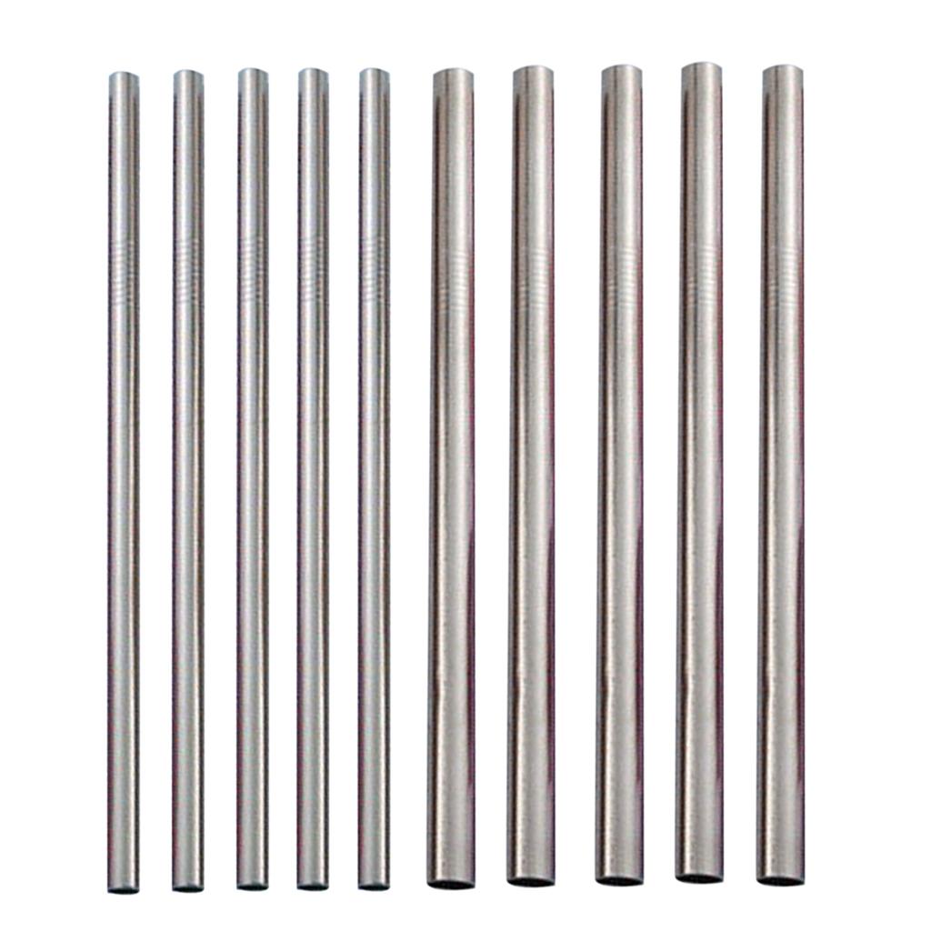 10pcs Stainless Steel Drinking Straw Cocktail Straws Party Supplies Silver