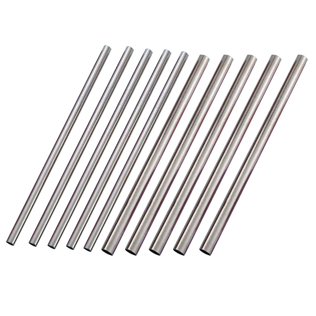 10pcs Stainless Steel Drinking Straw Cocktail Straws Party Supplies Silver
