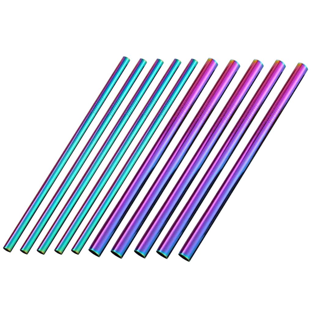 10pcs Stainless Steel Drinking Cocktail Straws Party Supplies Multicolor