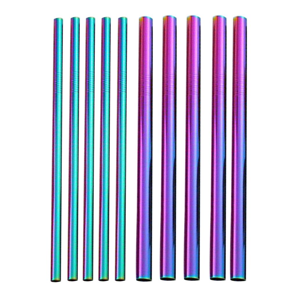 10pcs Stainless Steel Drinking Cocktail Straws Party Supplies Multicolor