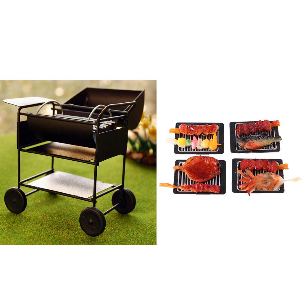 1/12 Dollhouse Miniature Outdoor Garden Square Barbecue Grill Oven BBQ Food