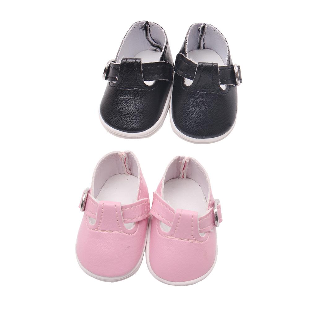 2 Pairs PU Leather Shoes with Buckles for Mell Chan 14.5 "