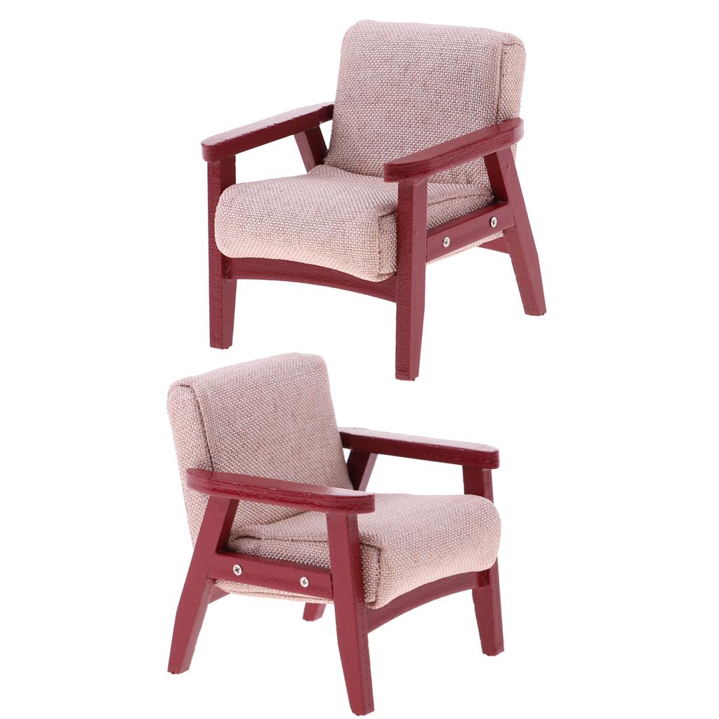 1/12 Scale Dollhouse Miniature Room Furniture Kit Single Sofa Chair Red Accs