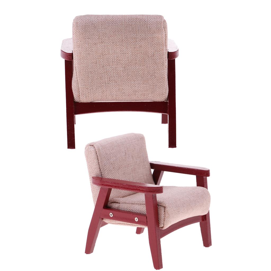 1/12 Scale Dollhouse Miniature Room Furniture Kit Single Sofa Chair Red Accs