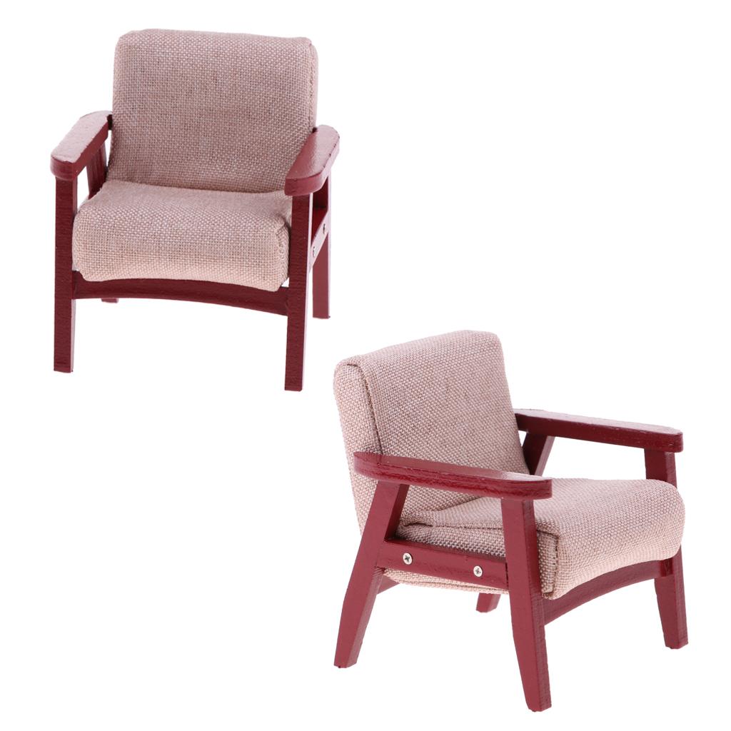 1/12 Scale Dollhouse Miniature Room Furniture Kit Single Sofa Chair Red Accs