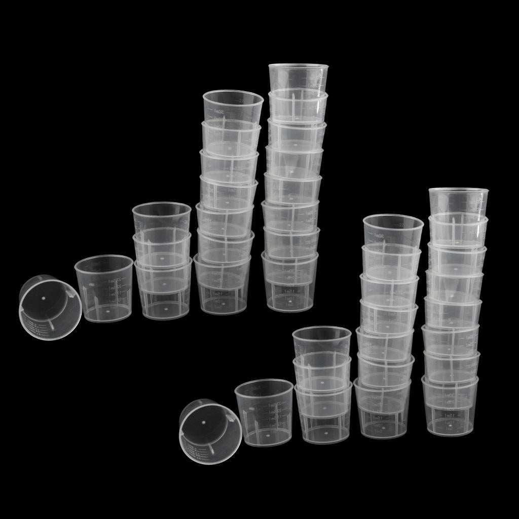 40Pieces 30ml Clear Graduated Beaker Measuring Cup Kitchen Lab Tool