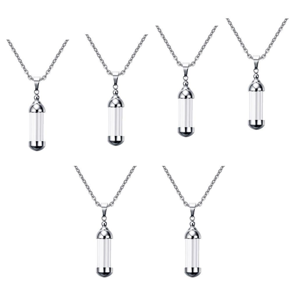 6Pcs Glass Openable Container Tube Urn Keepsake Cremation Pendant Necklace