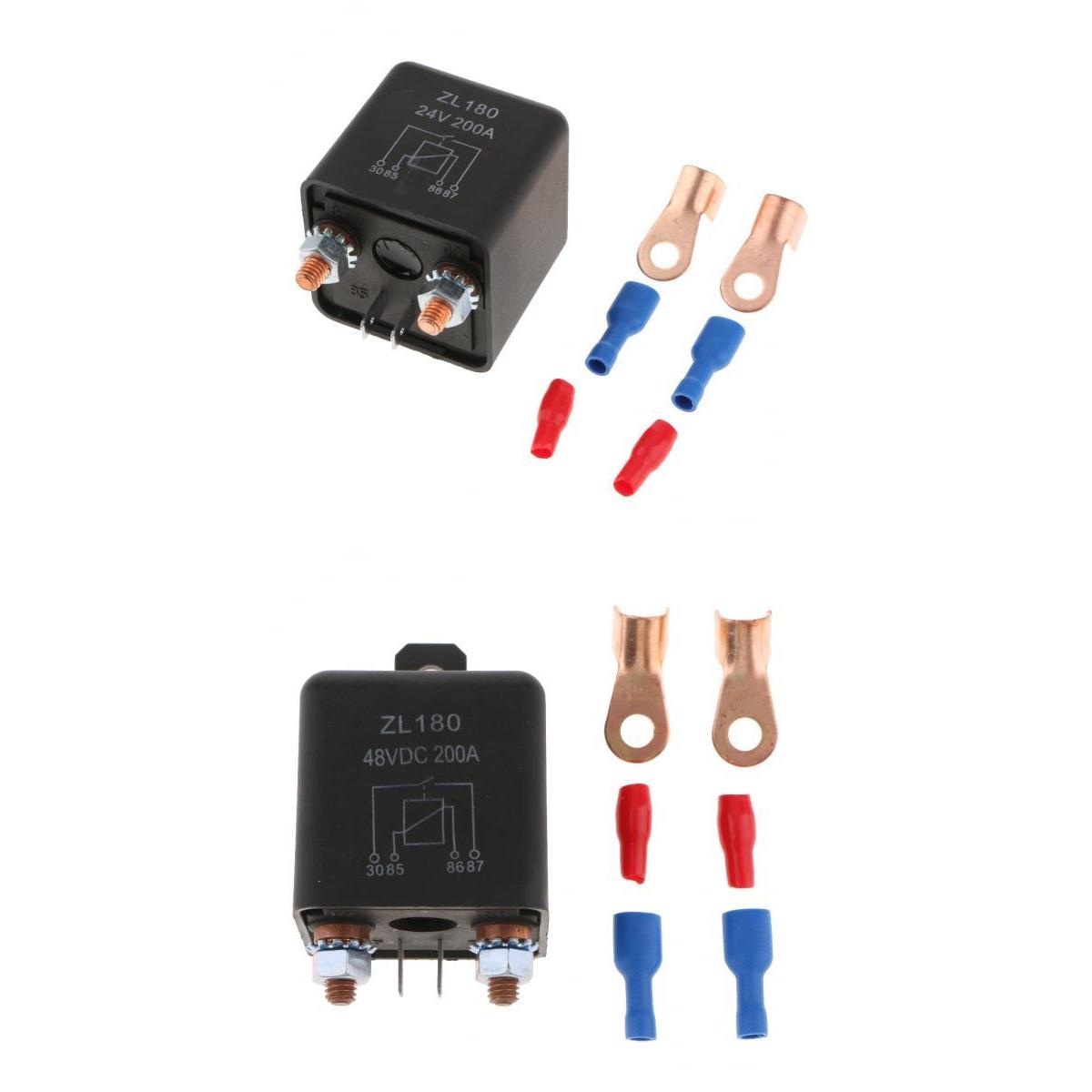 2 Pieces Car Motor Starter Heavy Duty Split Charge 4 Pin Relay 200A 24V 48V