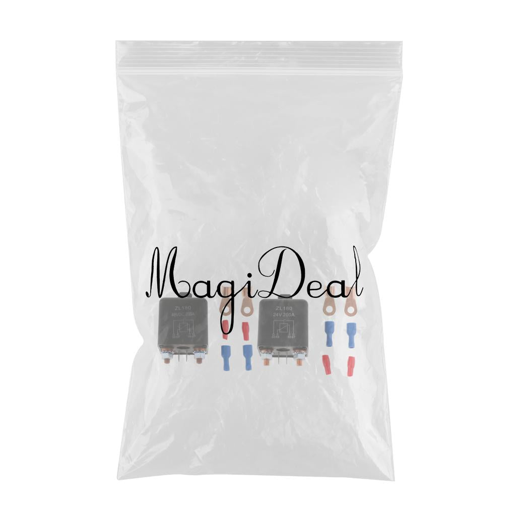 2 Pieces Car Motor Starter Heavy Duty Split Charge 4 Pin Relay 200A 24V 48V