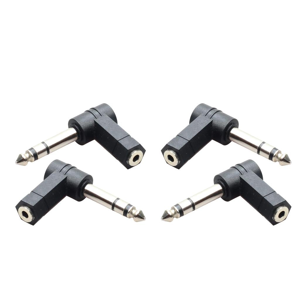 4x 3.5mm Stereo Female to 6.35mm 1/4 Male Right Angle Audio Adapter"