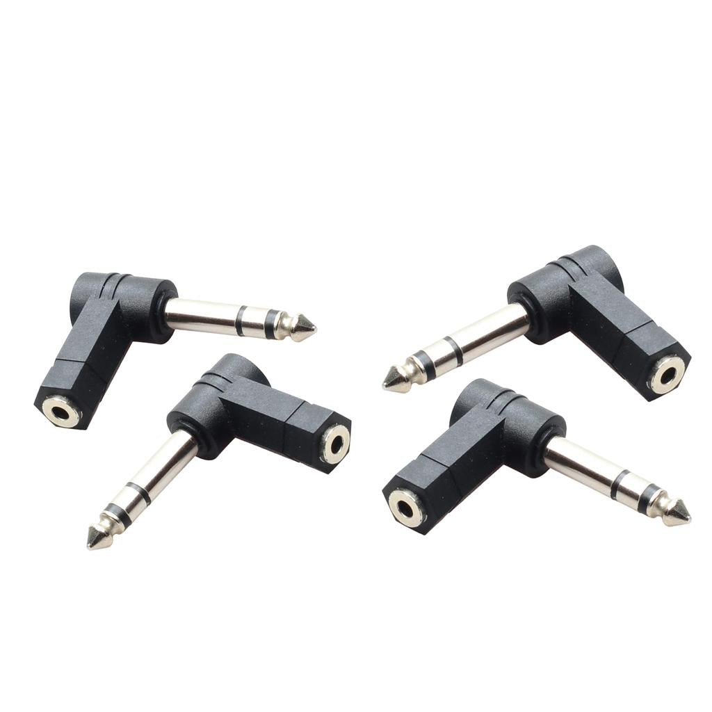 4x 3.5mm Stereo Female to 6.35mm 1/4 Male Right Angle Audio Adapter"