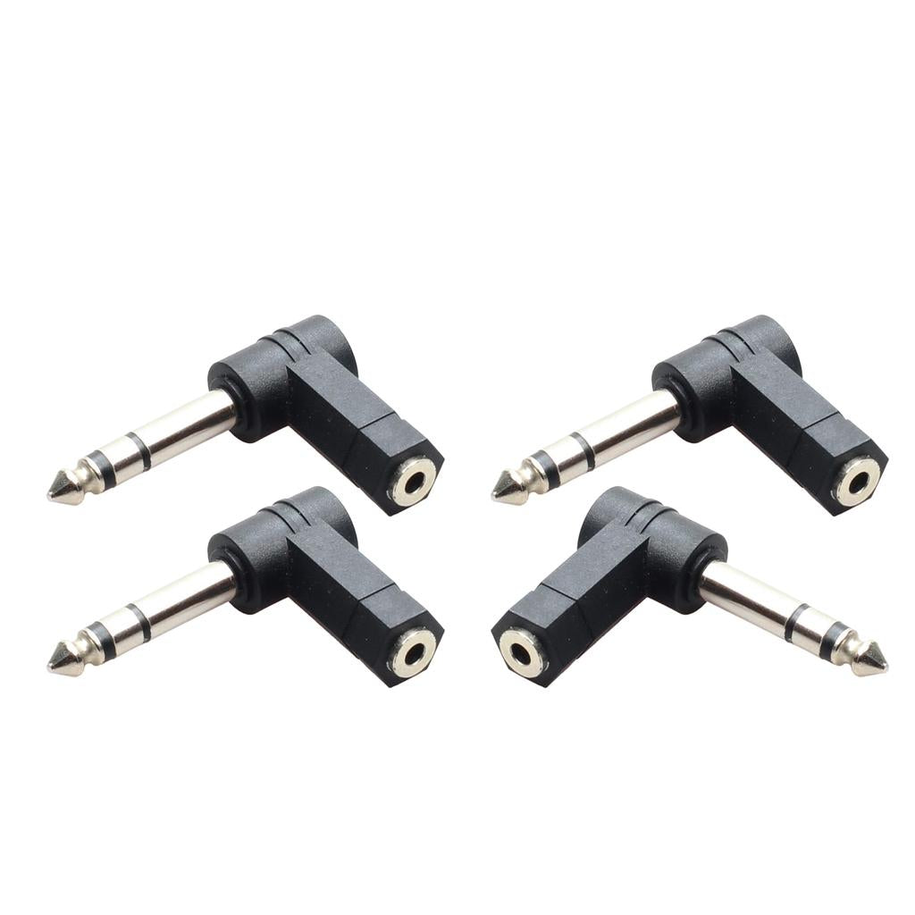 4x 3.5mm Stereo Female to 6.35mm 1/4 Male Right Angle Audio Adapter"