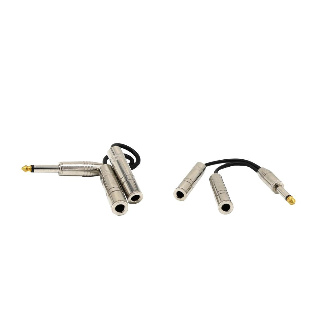 2x 6.35mm Mono Plug Male to Dual 1/4 6.35mm Jack Female Splitter Adapter "