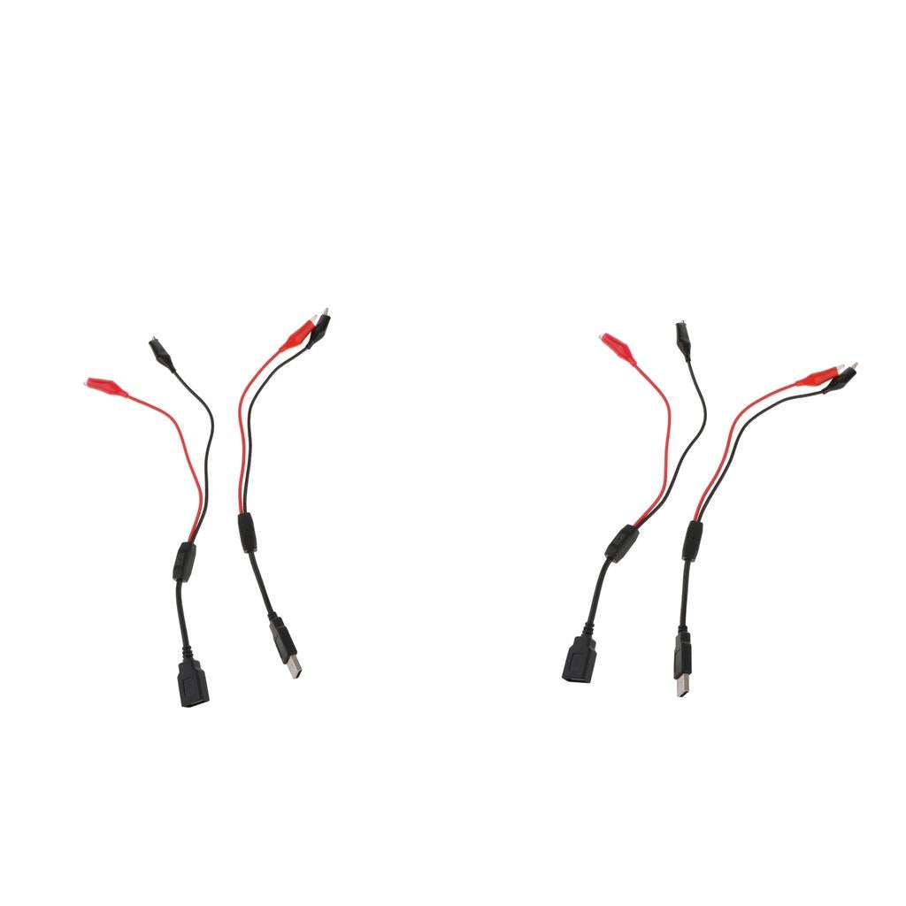 2x Alligator Clips to USB Male + Alligator Clips to USB Female Test Wire