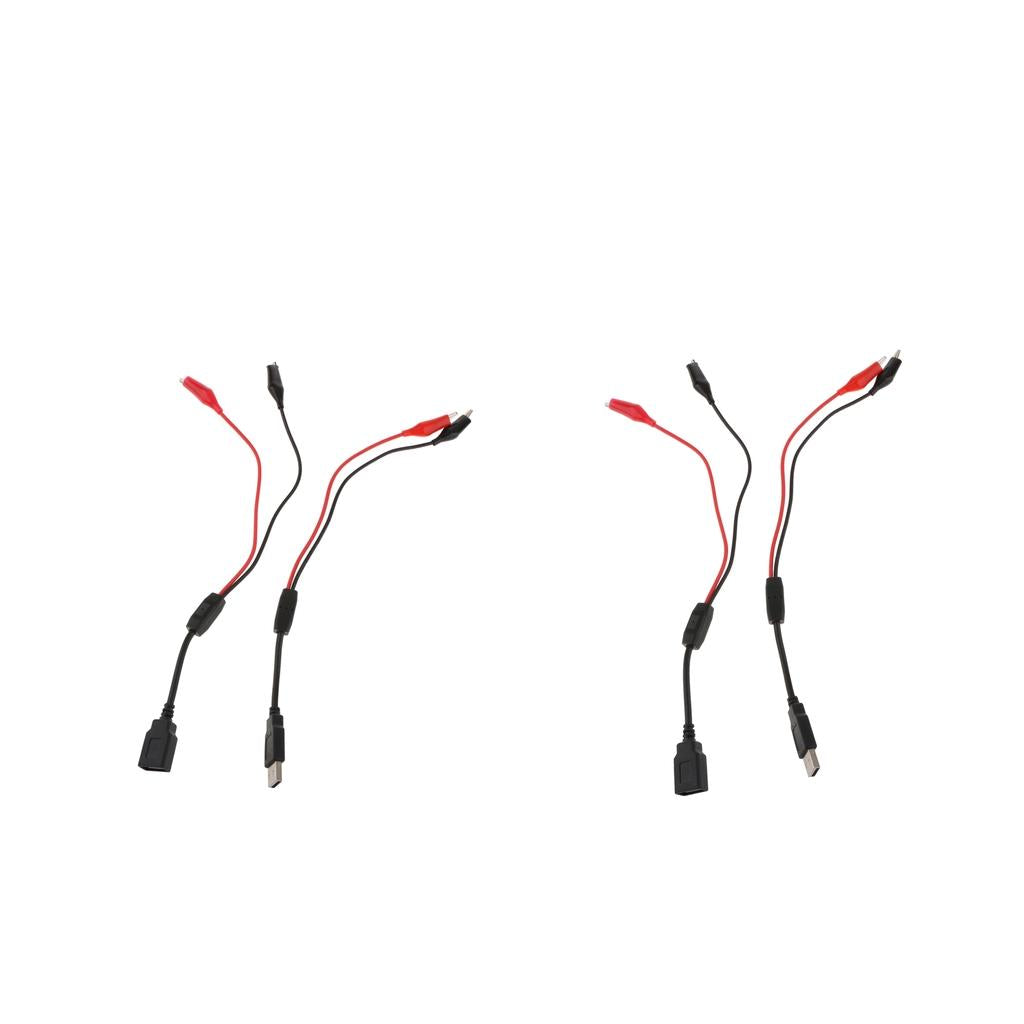 2x Alligator Clips to USB Male + Alligator Clips to USB Female Test Wire