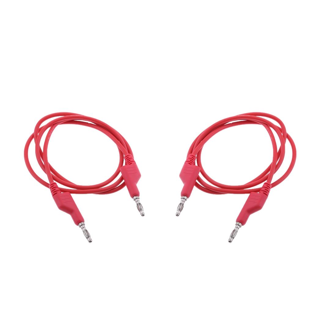2Pieces 4mm Stackable Banana Plug Wire Soft Silicone Test Cable Lead Red
