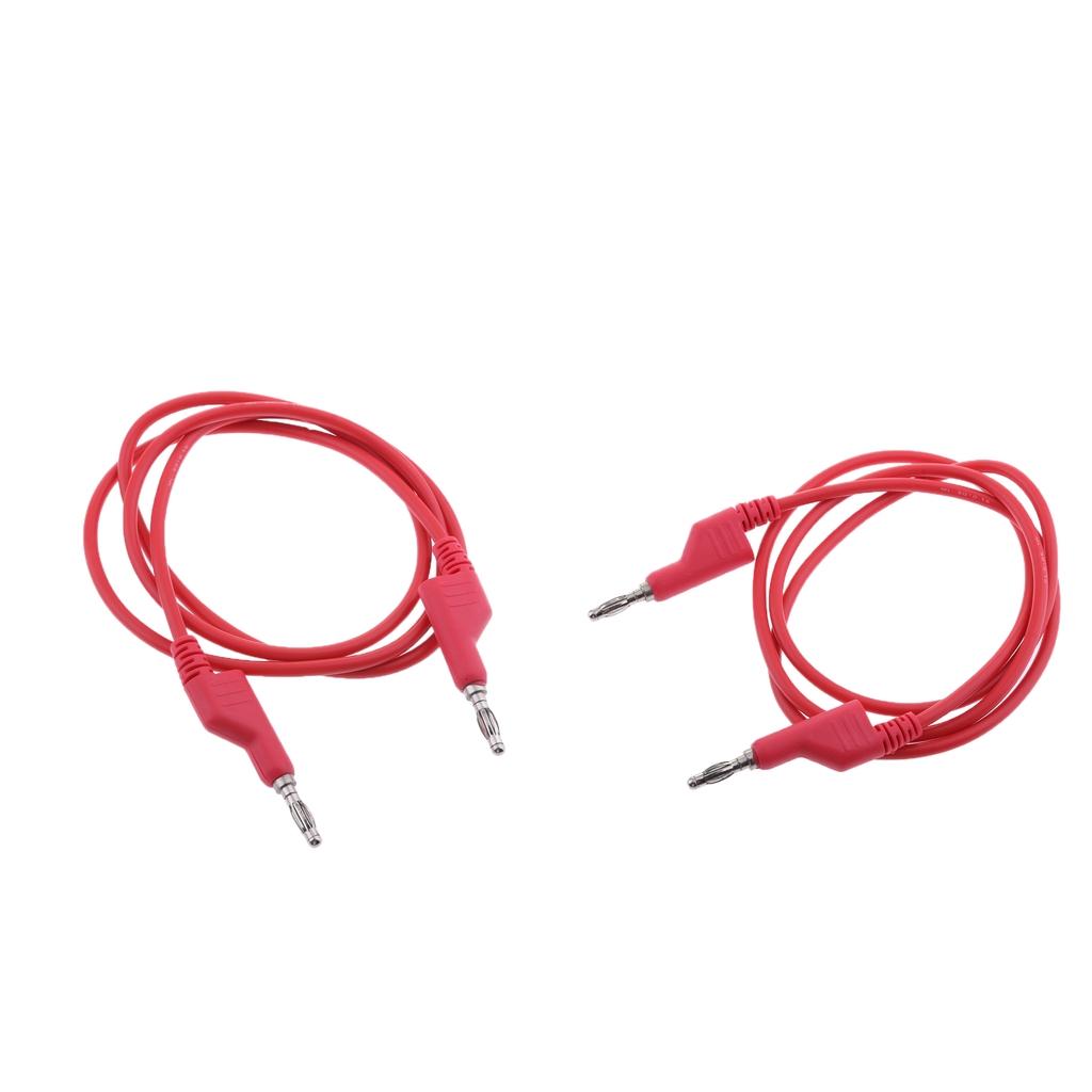 2Pieces 4mm Stackable Banana Plug Wire Soft Silicone Test Cable Lead Red