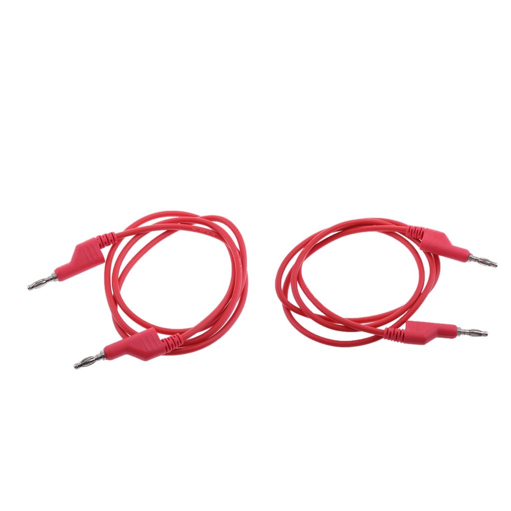 2Pieces 4mm Stackable Banana Plug Wire Soft Silicone Test Cable Lead Red