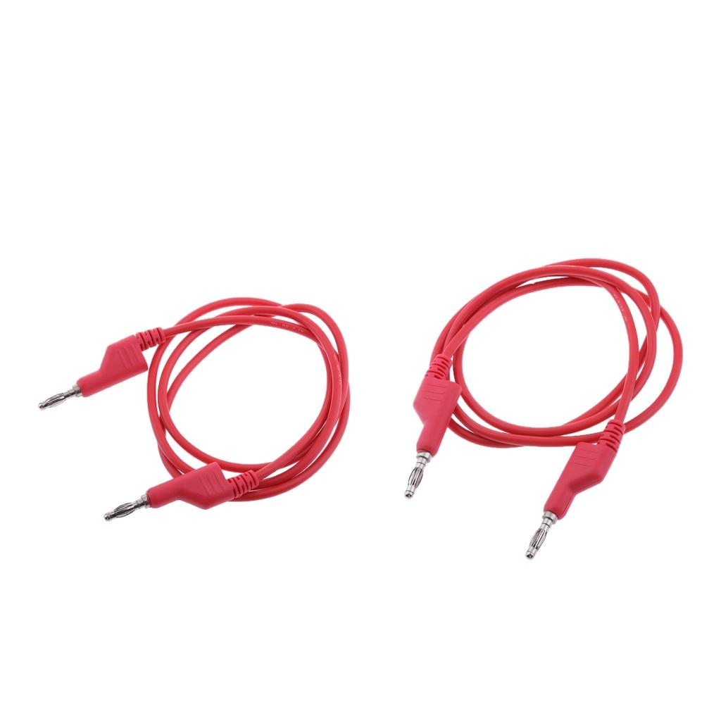 2Pieces 4mm Stackable Banana Plug Wire Soft Silicone Test Cable Lead Red
