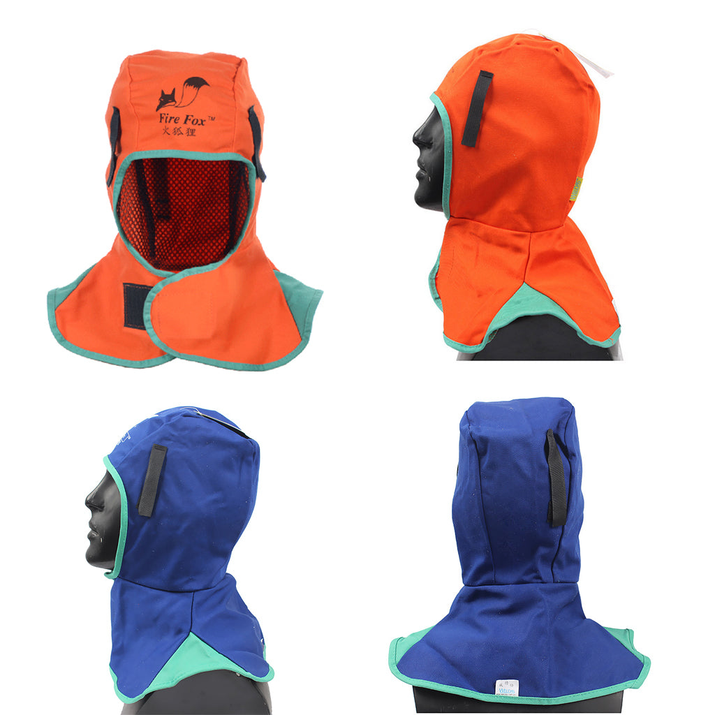 4Pcs Flame Retardant Safey Helmet Welding Neck Protective Hood Orange+Blue