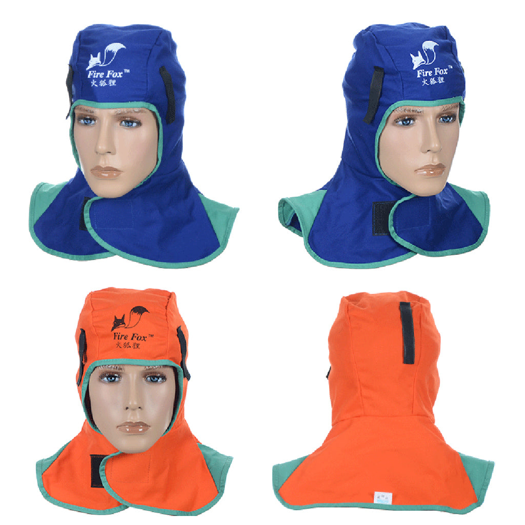 4Pcs Flame Retardant Safey Helmet Welding Neck Protective Hood Orange+Blue