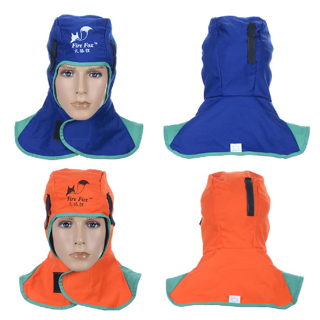 4Pcs Flame Retardant Safey Helmet Welding Neck Protective Hood Orange+Blue
