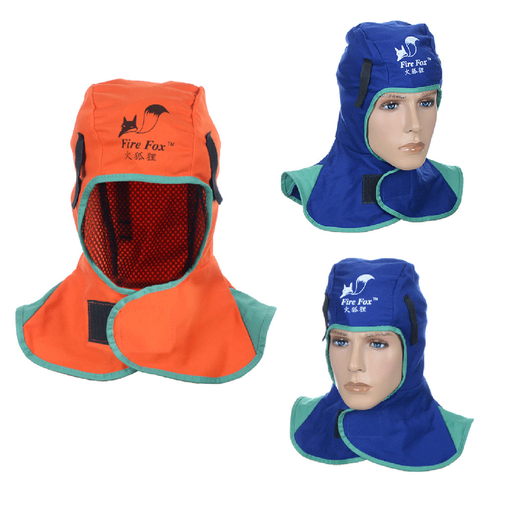 3x Flame Retardant Safey Helmet Neck Hood Welder Head Cover (Blue+Orange)