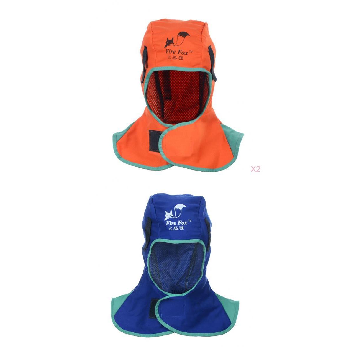 3Pcs Flame Retardant Safey Helmet Welding Neck Protective Hood Orange+Blue