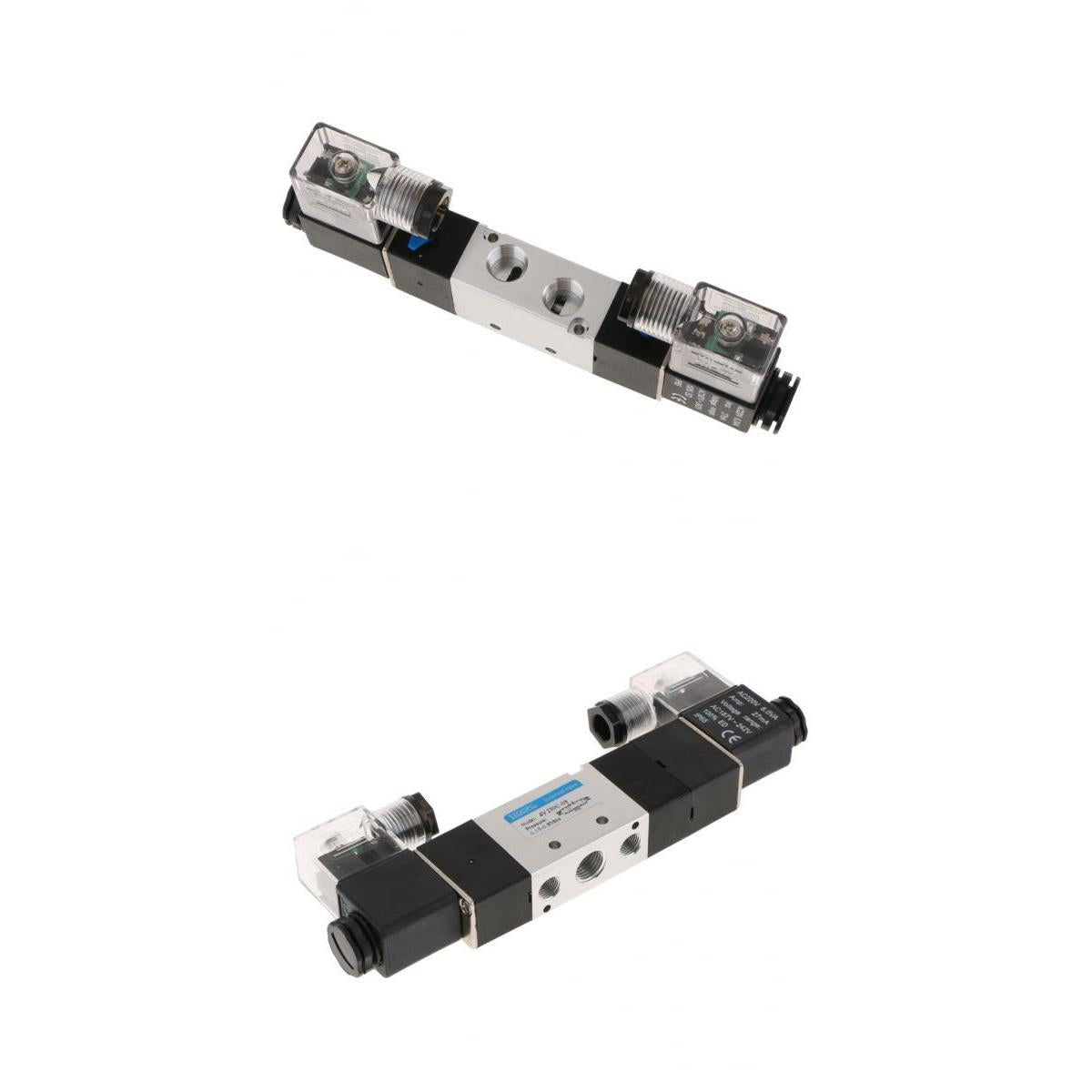 1/4 Pneumatic 5/3 + 5/2Way Electric Control Solenoid Valve Double Coil"