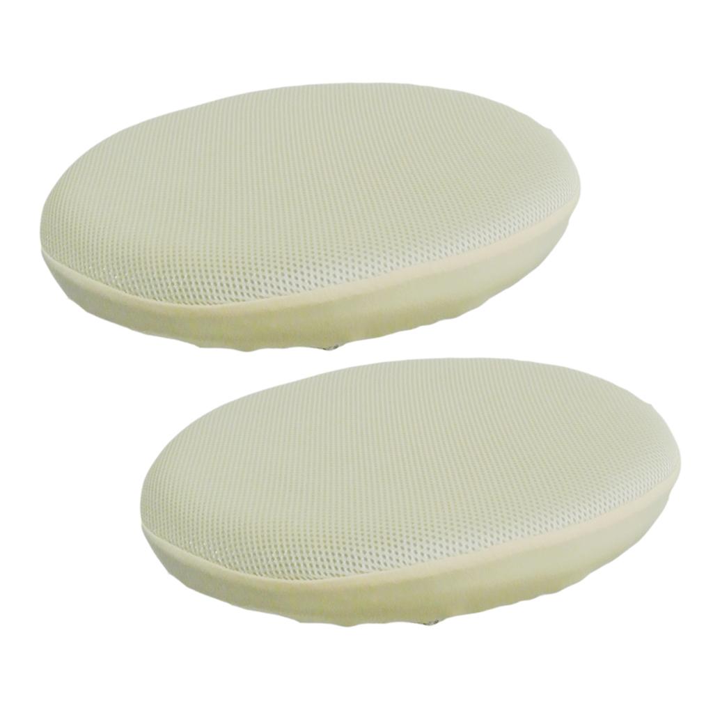 2 x Bar Stool Covers Round Chair Seat Cover Sleeve Protector Beige 40cm