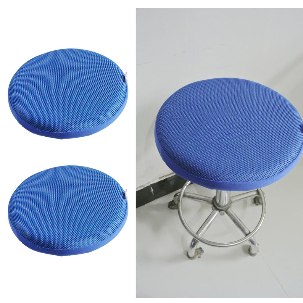 2 x Bar Stool Covers Round Chair Seat Cover Sleeve Protector Royal Blue 30cm