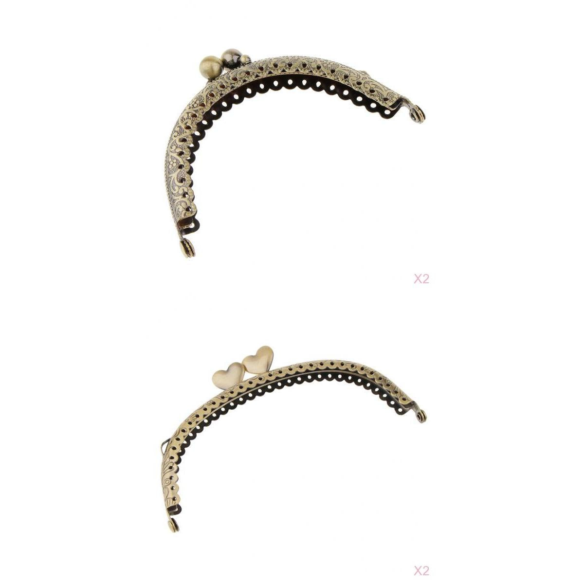 4x Antique Bronze Purse Frame Heart Kiss Clasp Lock Bag Coin Change Bag DIY