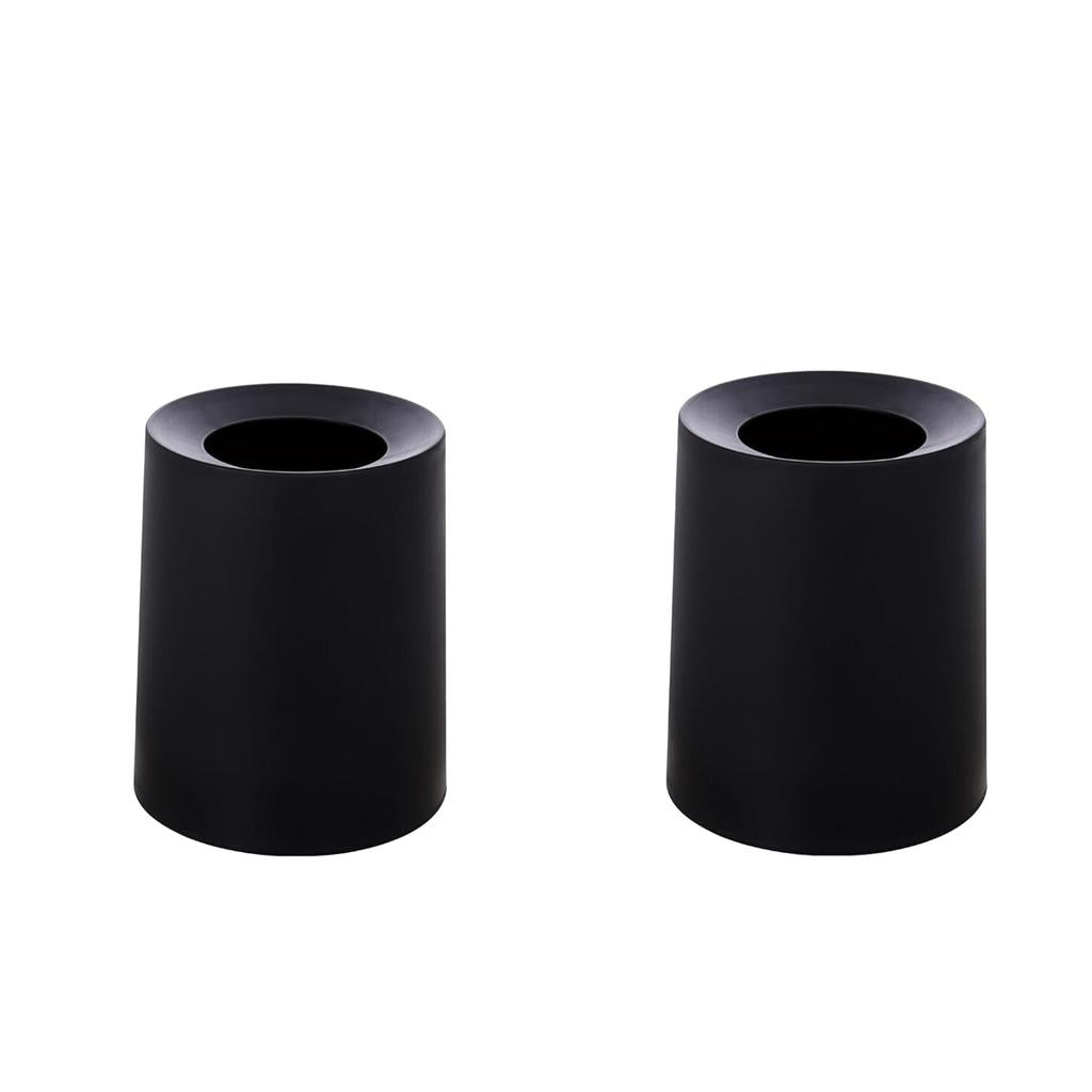 2Pcs Classic Designer Round Trash Can Conceals any Plastic Bag Home 8L black