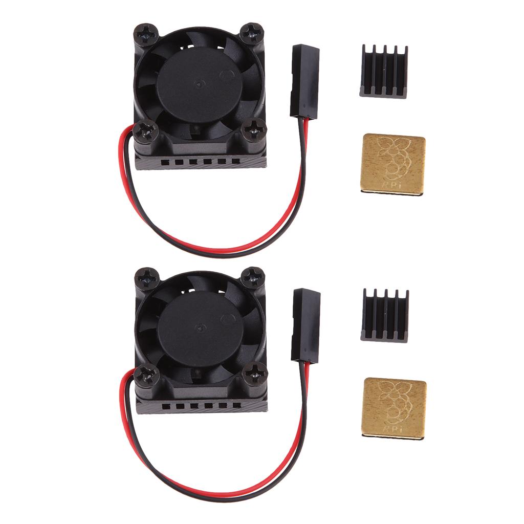 2xCooling Fan System Module with Aluminum Heatsink for Raspberry Pi 3B, 2, 1