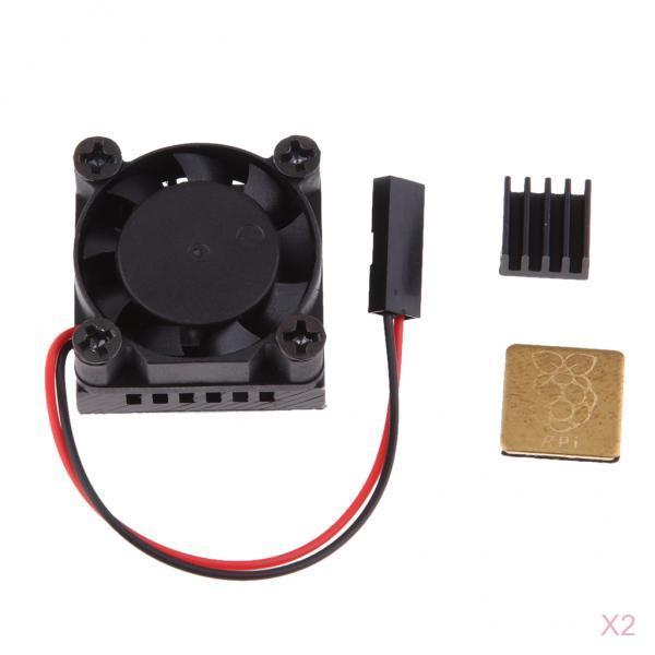 2xCooling Fan System Module with Aluminum Heatsink for Raspberry Pi 3B, 2, 1