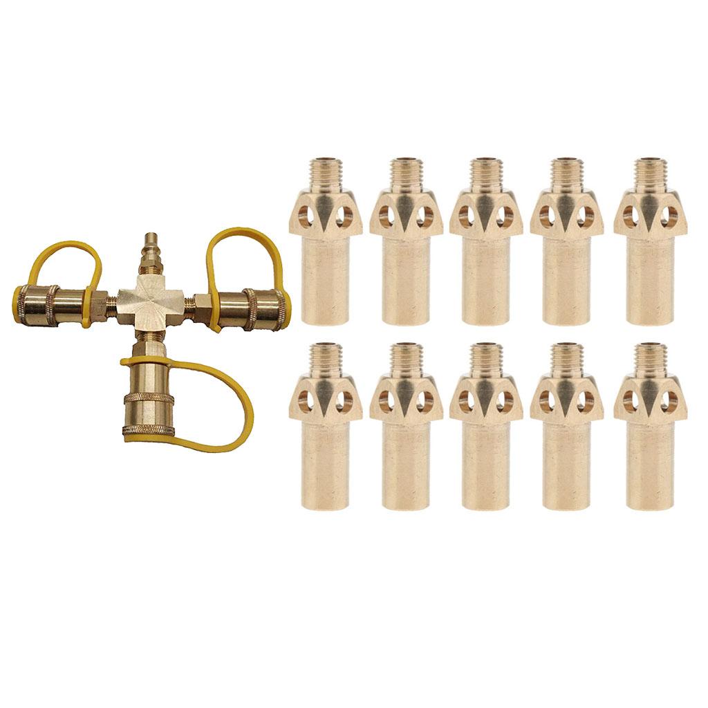 3 Way Splitter 1/4 Plug Propane Quick Connect 10pcs Propane Gas Nozzle"
