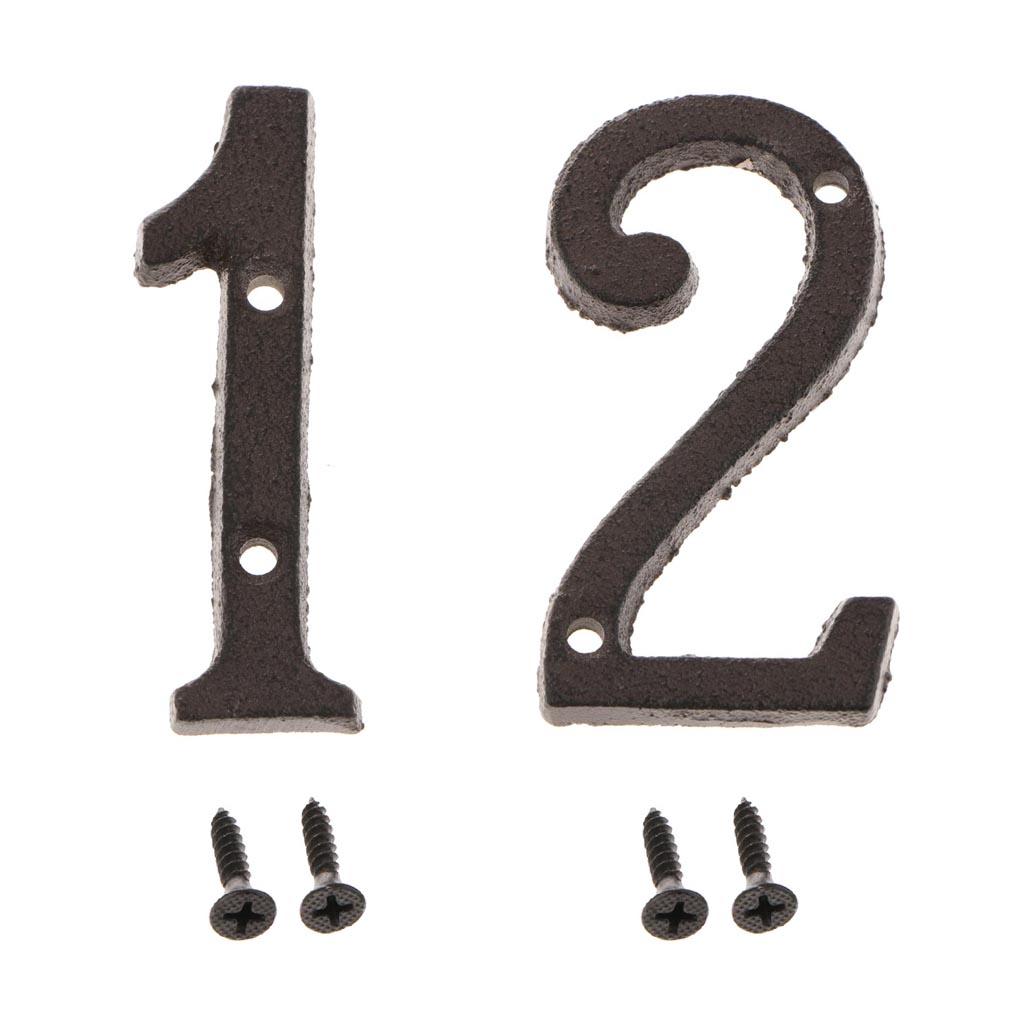 2x Wrought Iron Antique House Door Number Sign Plaque DIY Digit Numbers 1 2