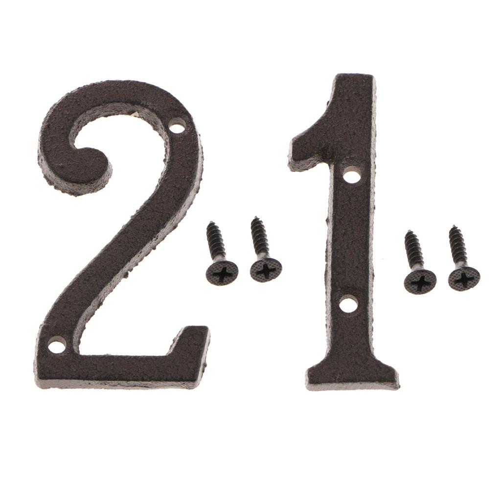2x Wrought Iron Antique House Door Number Sign Plaque DIY Digit Numbers 1 2