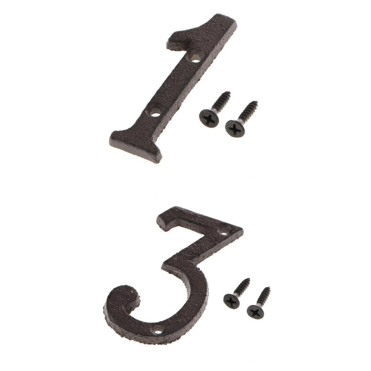 2x Wrought Iron Antique House Door Number Sign Plaque DIY Digit Numbers 1 3