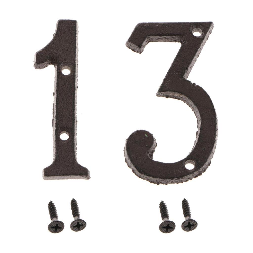 2x Wrought Iron Antique House Door Number Sign Plaque DIY Digit Numbers 1 3