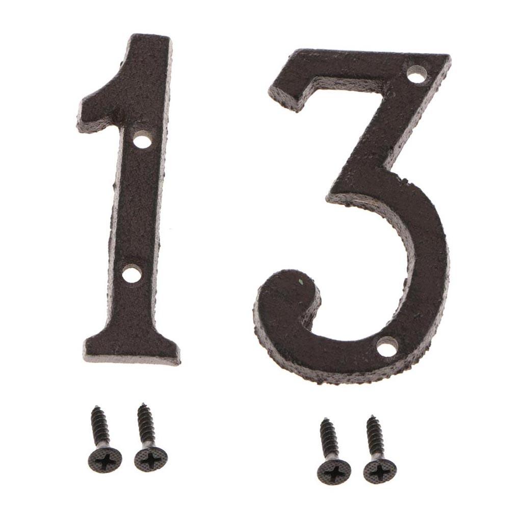 2x Wrought Iron Antique House Door Number Sign Plaque DIY Digit Numbers 1 3
