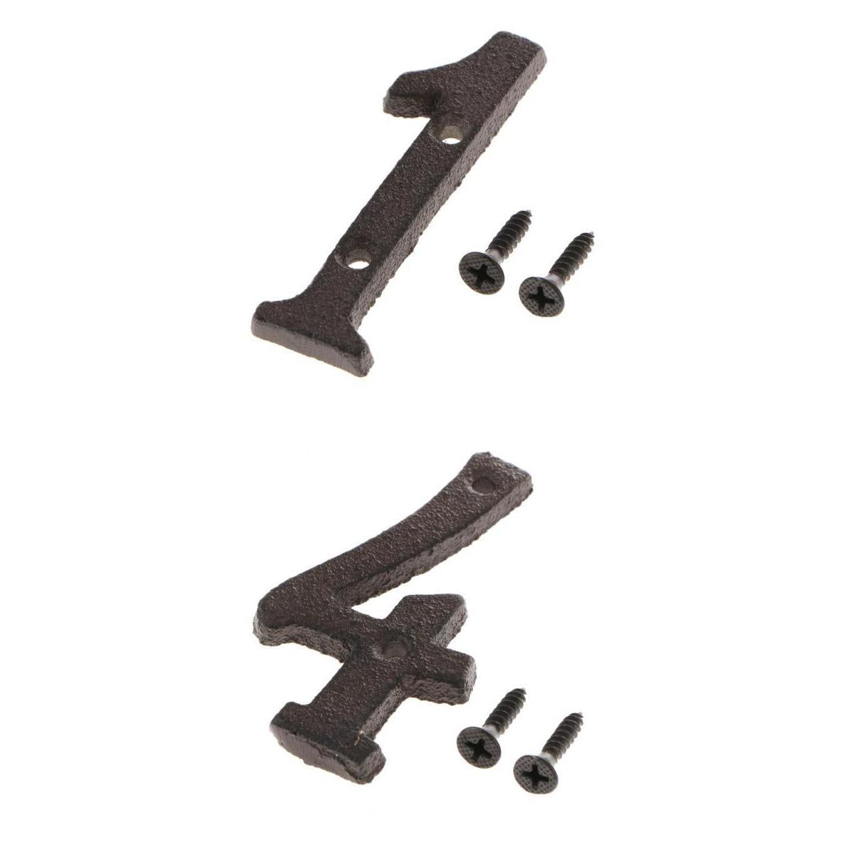 2x Wrought Iron Antique House Door Number Sign Plaque DIY Digit Numbers 1 4
