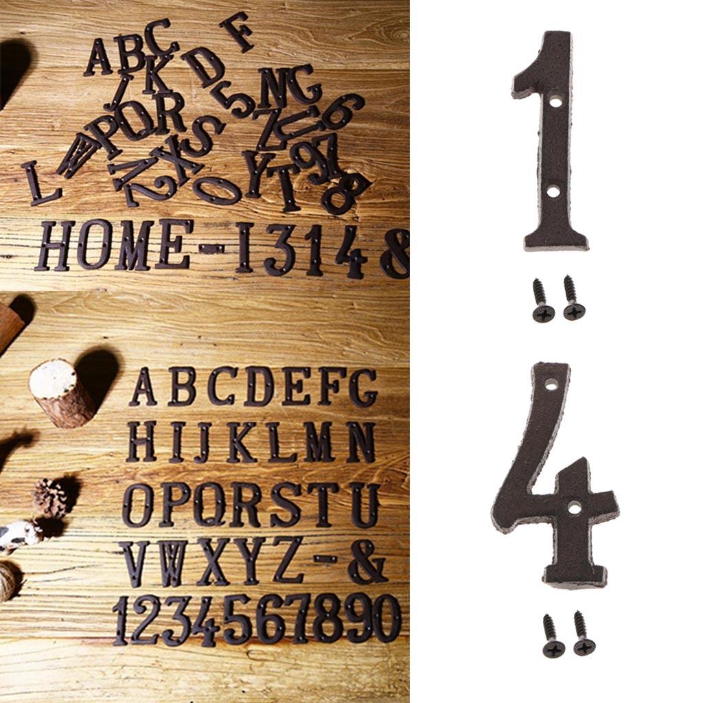 2x Wrought Iron Antique House Door Number Sign Plaque DIY Digit Numbers 1 4