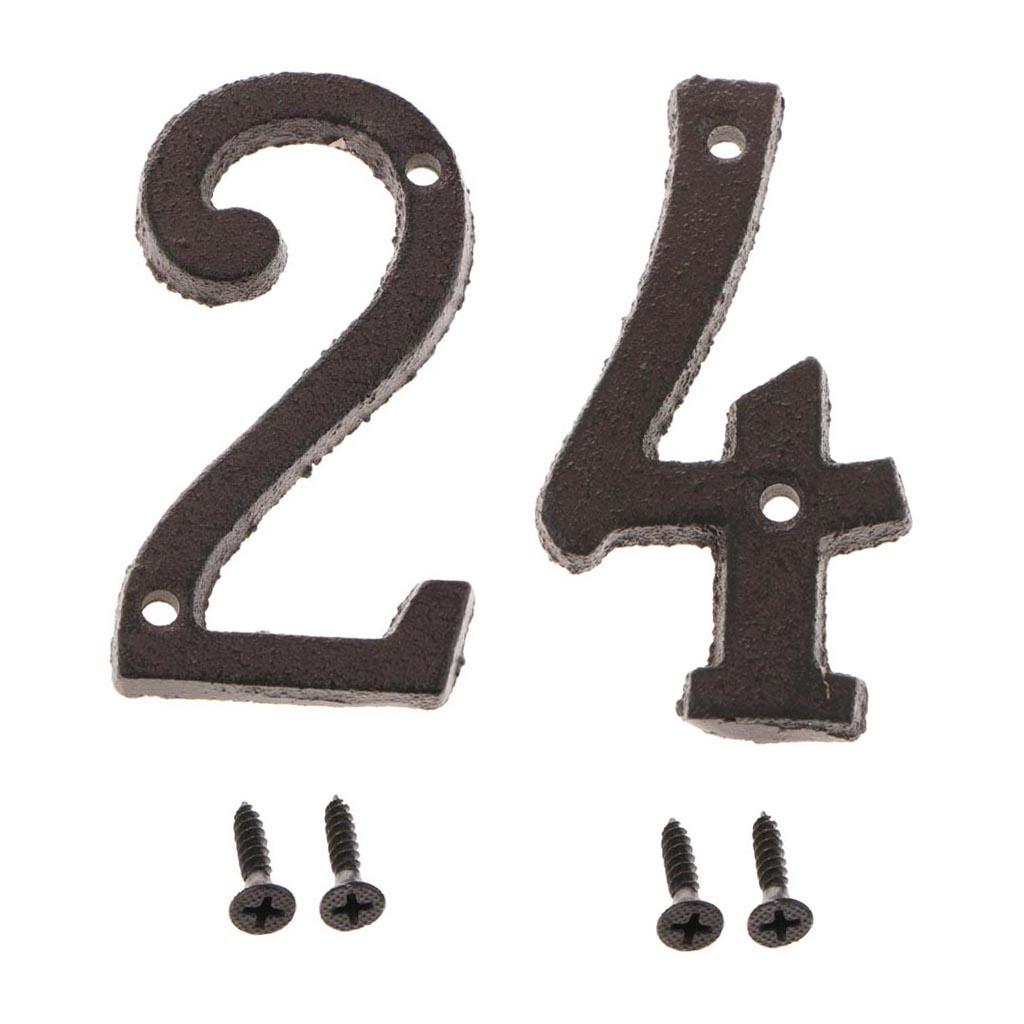 2x Wrought Iron Antique House Door Number Sign Plaque DIY Digit Numbers 2 4