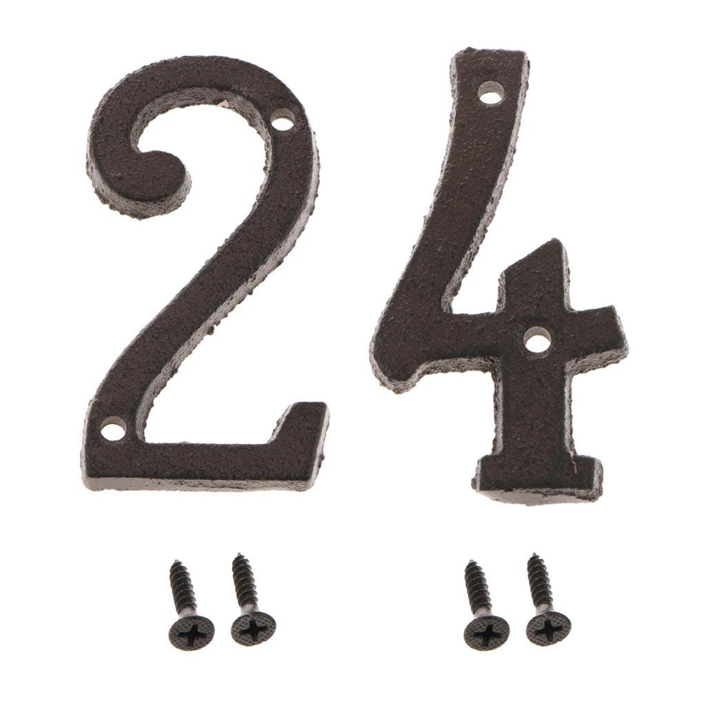 2x Wrought Iron Antique House Door Number Sign Plaque DIY Digit Numbers 2 4