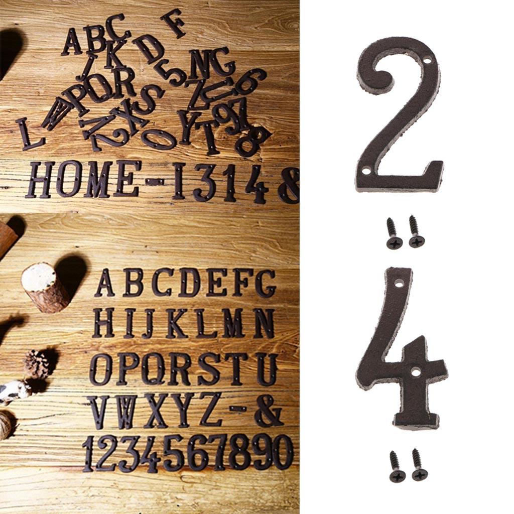 2x Wrought Iron Antique House Door Number Sign Plaque DIY Digit Numbers 2 4